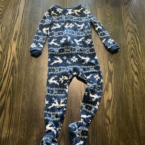 18 Month Holiday Time Reindeer Navy Blue Footsie Sleeper